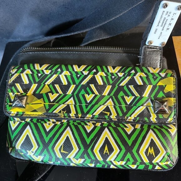 L.A.M.B Bag Green EUC Authentic Handbag Pocketbook Crossbody Tribal African Art - Picture 9 of 13